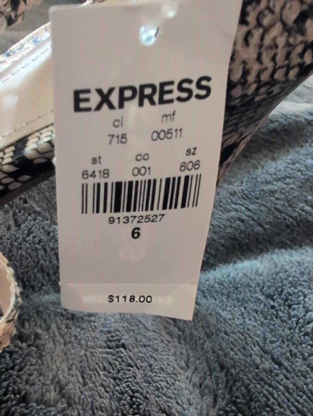 Express Snake-Print Strappy Heels in Beige and Black - Picture 4 of 7